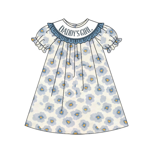 Baby Short Ruffle Sleeve Daddy's Girl Flowers Knee Length Dress Preorder