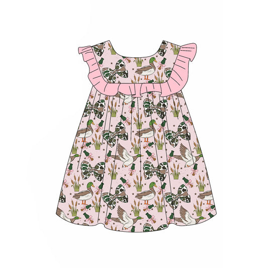 Baby Girls Sleeveless Camo Bows Ducks Hunting Knee Length Dresses Preorder