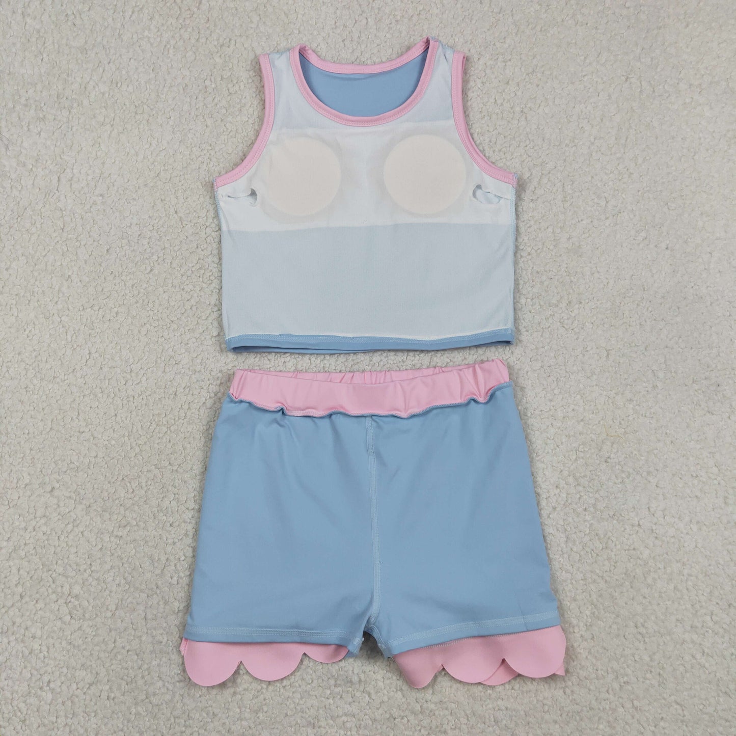 USA Shop Sibling Baby Girls Sleeveless Vest Scallop Skirt Short Yoga Active Clothes Sets