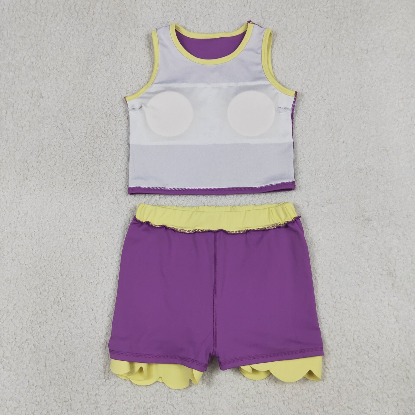 Sibling Baby Girls Sleeveless Vests Top Scallop Skirt Short Yoga Active Clothes Set