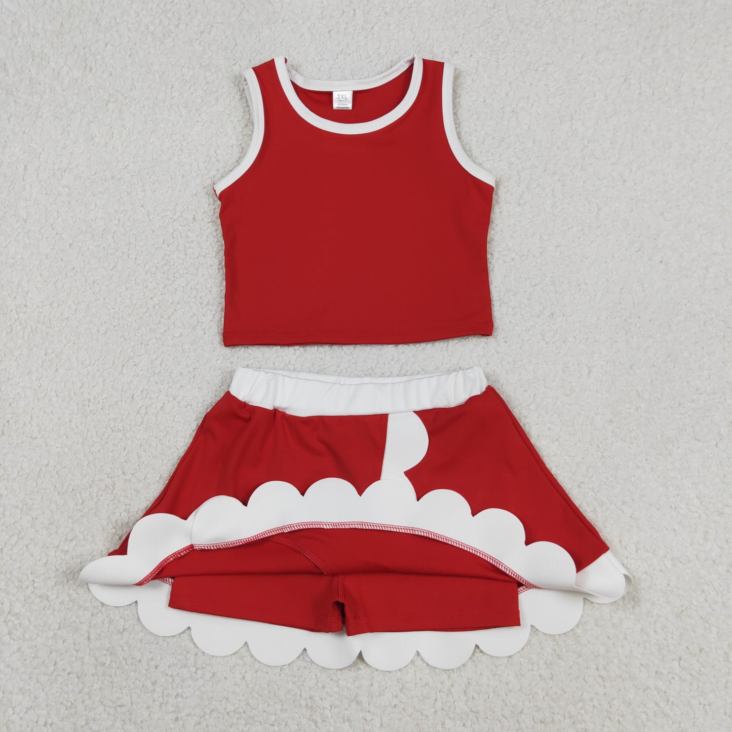 Sibling Baby Girls Sleeveless Vests Top Scallop Skirt Short Yoga Active Clothes Set