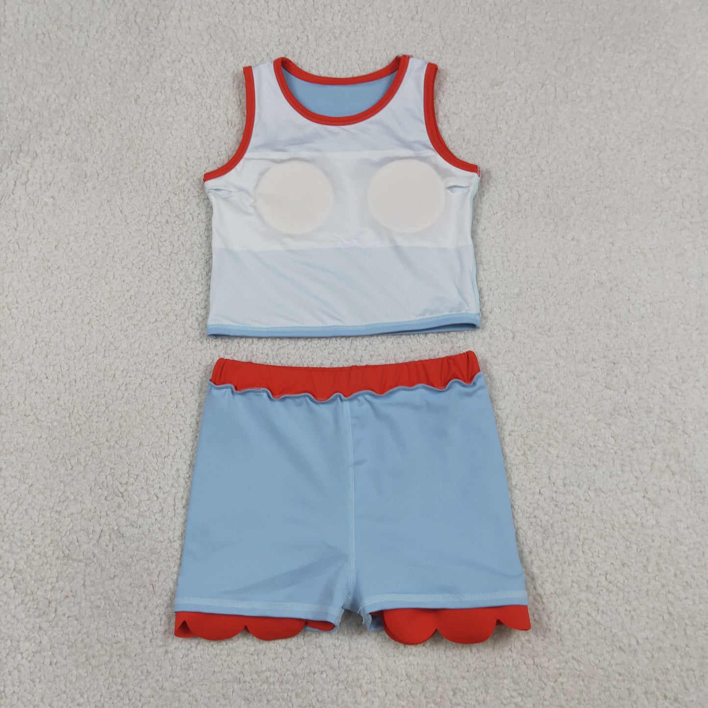 Sibling Baby Girls Sleeveless Vests Top Scallop Skirt Short Yoga Active Clothes Set