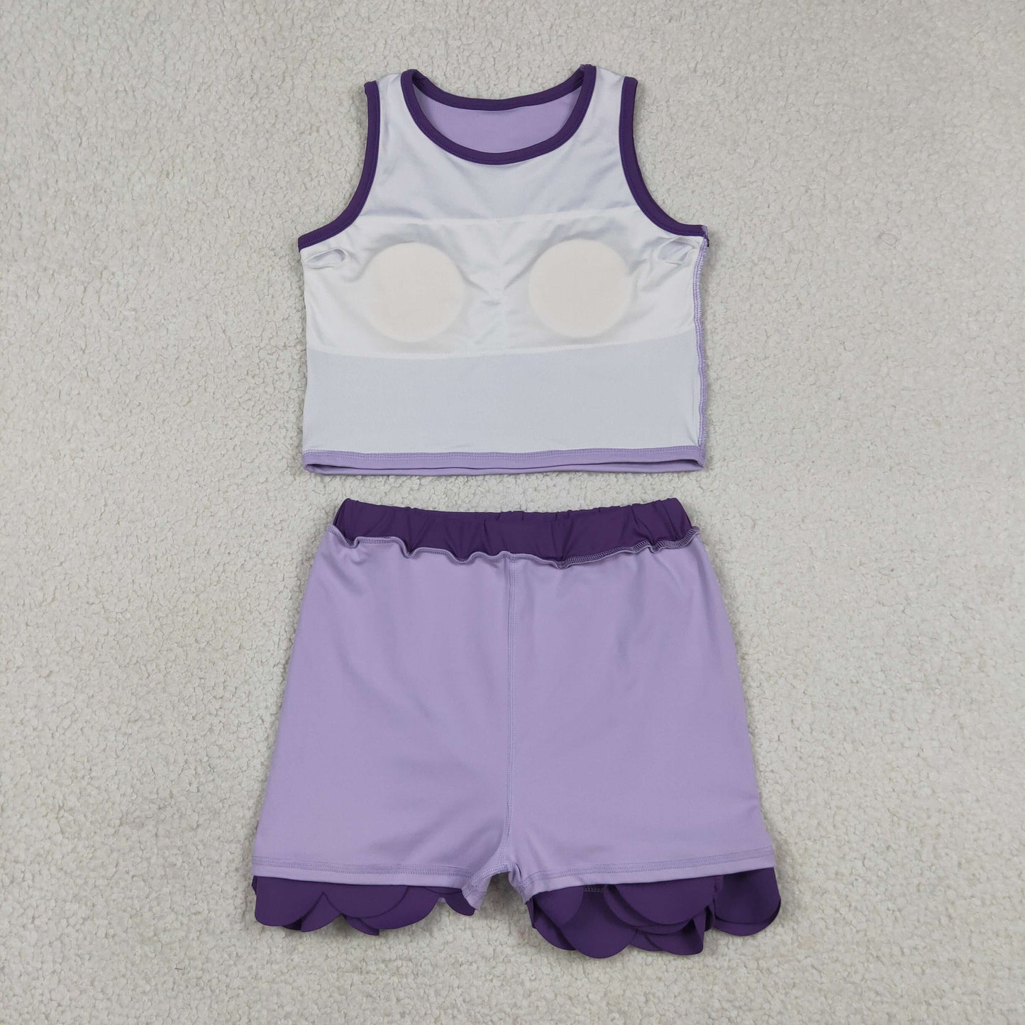 Sibling Baby Girls Colorful Vests Top Scallop Skirt Short Yoga Active Set Knee Length Dresess