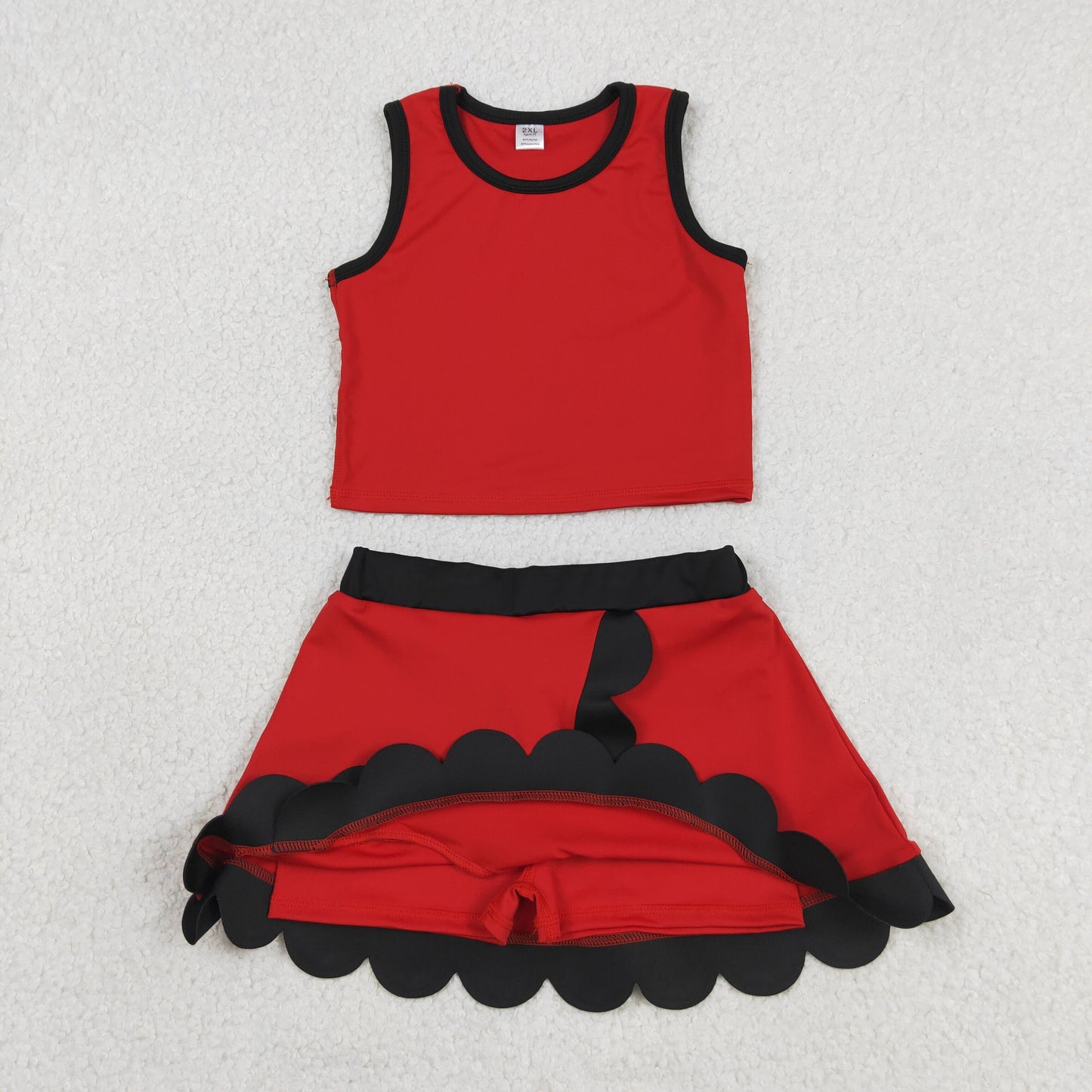 Sibling Baby Girls Sleeveless Vests Top Scallop Skirt Short Yoga Active Clothes Set