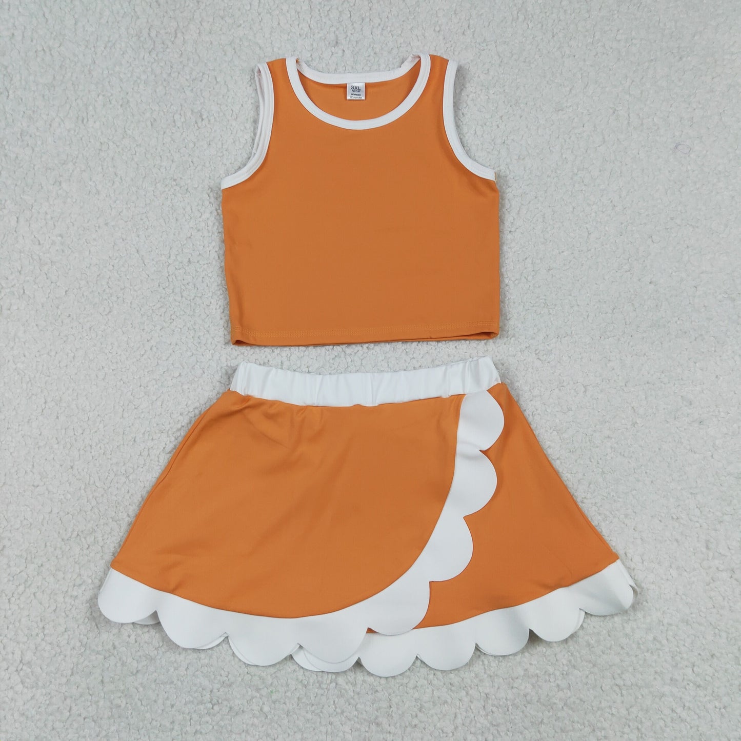Sibling Baby Girls Sleeveless Vests Top Scallop Skirt Short Yoga Active Clothes Set