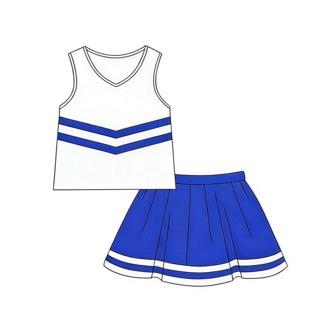 Baby Girls Sleeveless Blue Stripe Vest Top Skirt Short Team Clothes Sets Preorder