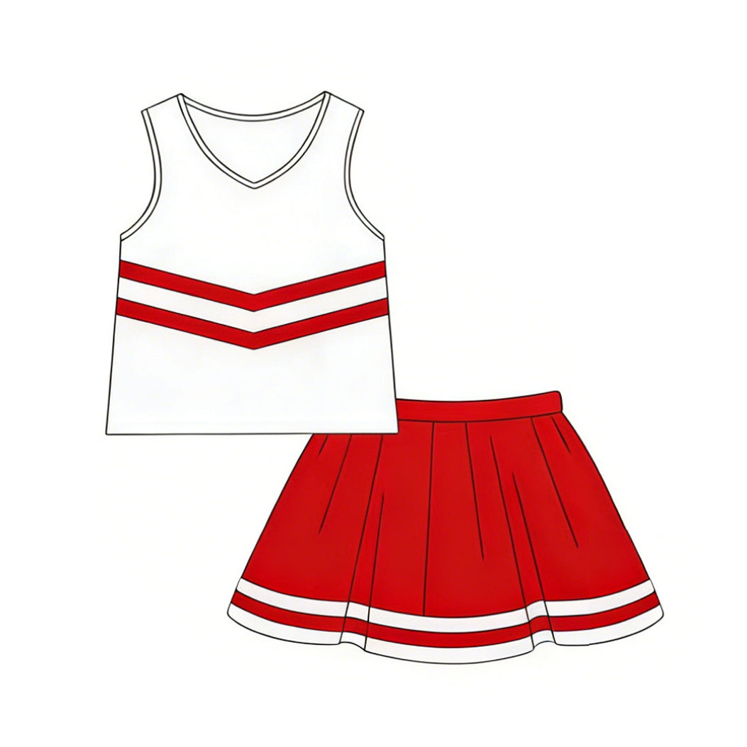 Baby Girls Sleeveless Red Stripe Vest Top Skirt Short Team Clothes Sets Preorder