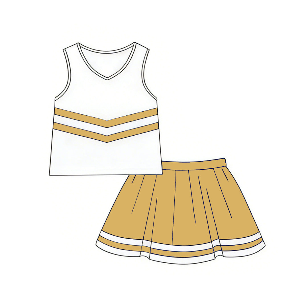 Baby Girls Sleeveless Gold Stripe Vest Top Skirt Short Team Clothes Sets Preorder