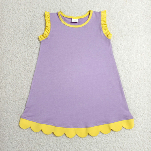 Sibling Baby Girls Colorful Vests Top Scallop Skirt Short Yoga Active Set Knee Length Dresess