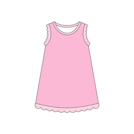 Baby Girls Sleeveless Scallop Knee Length Dresses Preorder