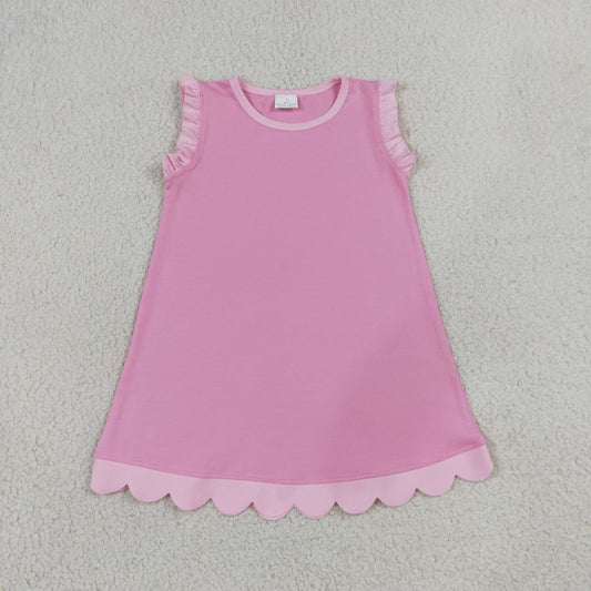 Baby Girls Pink Sleeveless Scallop Knee Length Dresses