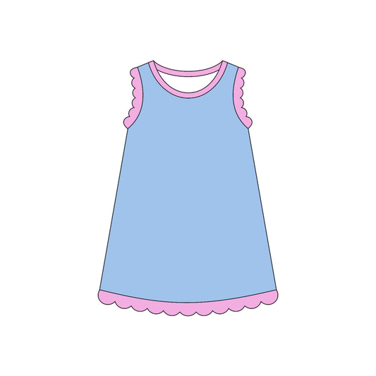 Baby Girls Sleeveless Scallop Knee Length Dresses Preorder