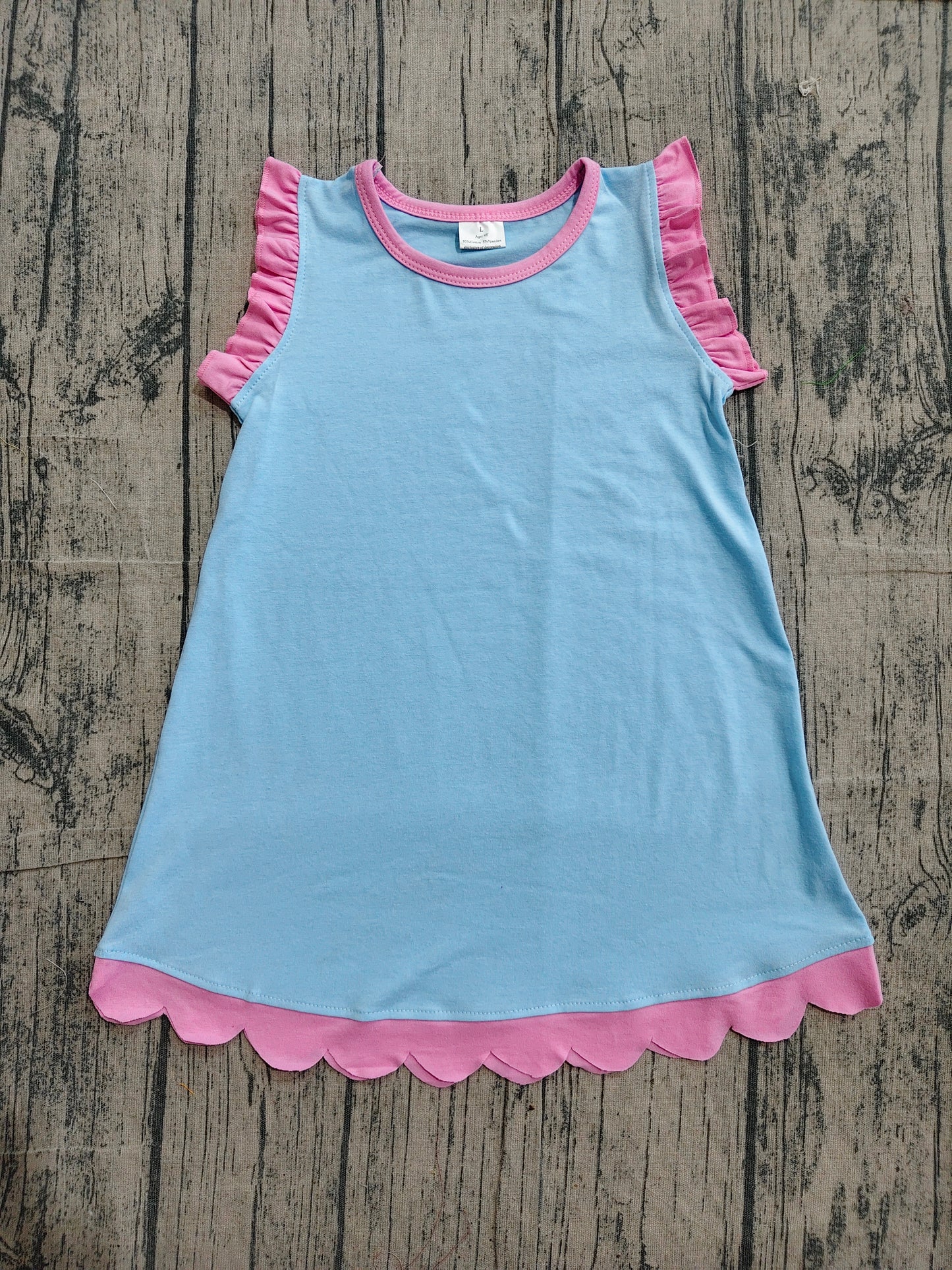 Baby Girls Sleeveless Scallop Knee Length Dresses Preorder
