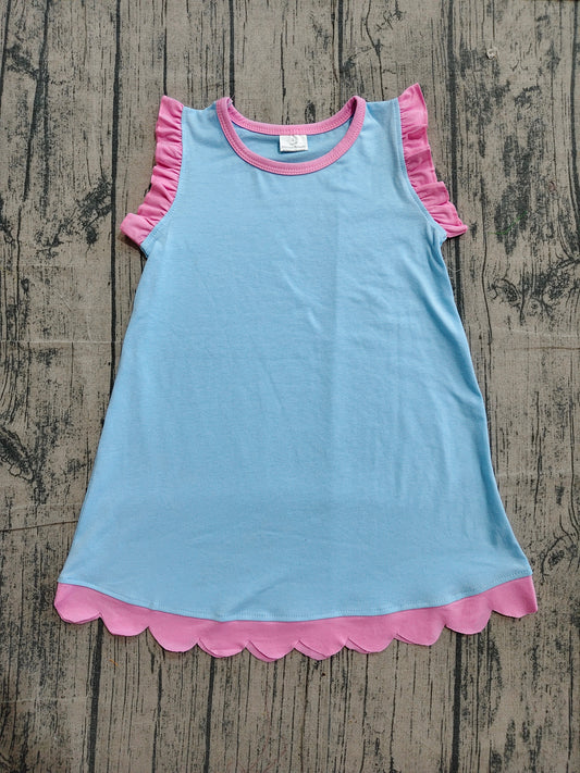 Baby Girls Sleeveless Scallop Knee Length Dresses Preorder