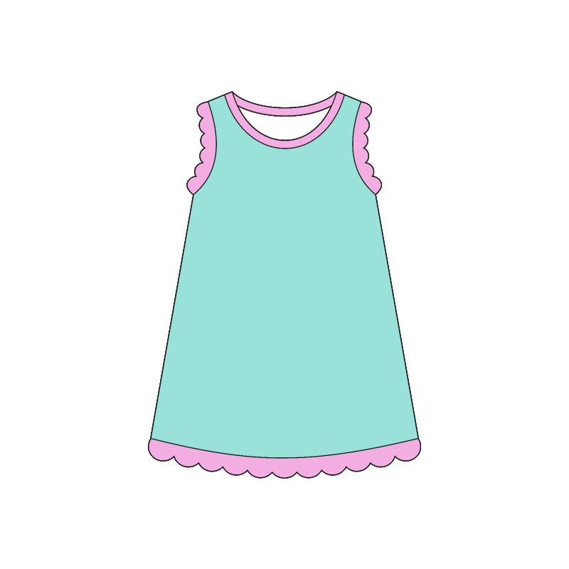 Baby Girls Sleeveless Scallop Knee Length Dresses Preorder