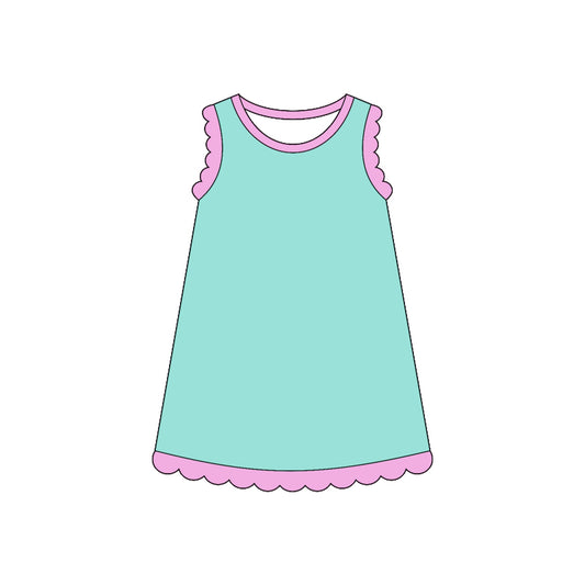 Baby Girls Sleeveless Scallop Knee Length Dresses Preorder