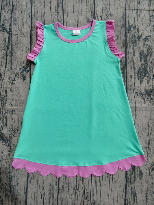 Baby Girls Sleeveless Scallop Knee Length Dresses Preorder