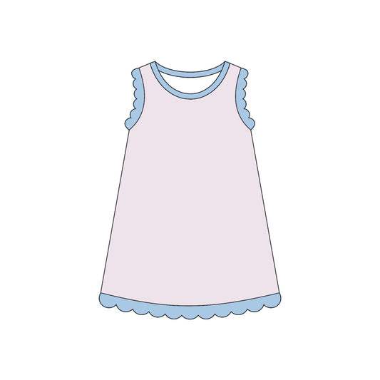 Baby Girls Sleeveless Scallop Knee Length Dresses Preorder