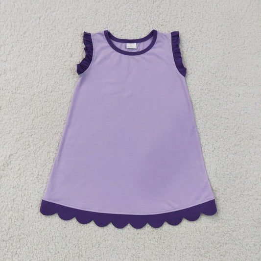Baby Girls Purple Lavender Sleeveless Scallop Knee Length Dresses