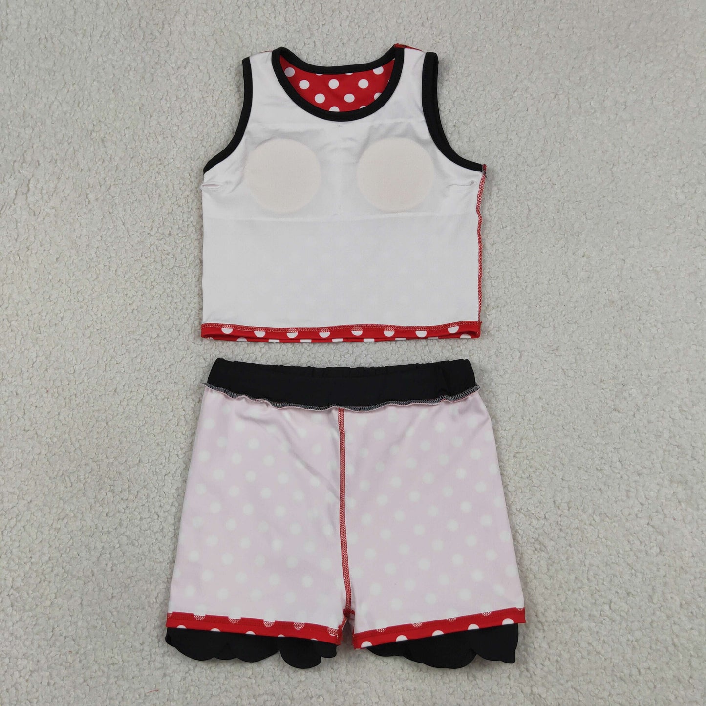 Baby Girls Red Polka Dots Vest Scallop Skirt Short Yoga Active Clothes Set