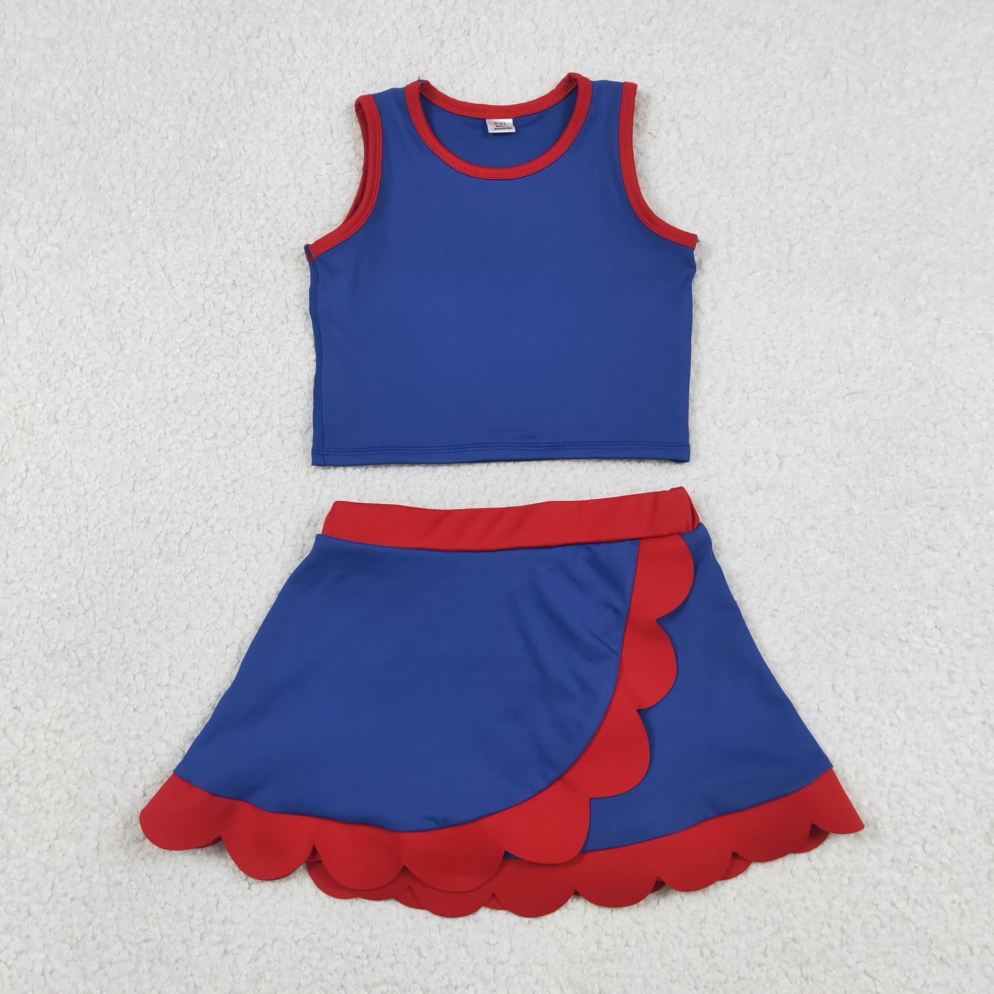 Sibling Baby Girls Sleeveless Vests Top Scallop Skirt Short Yoga Active Clothes Set