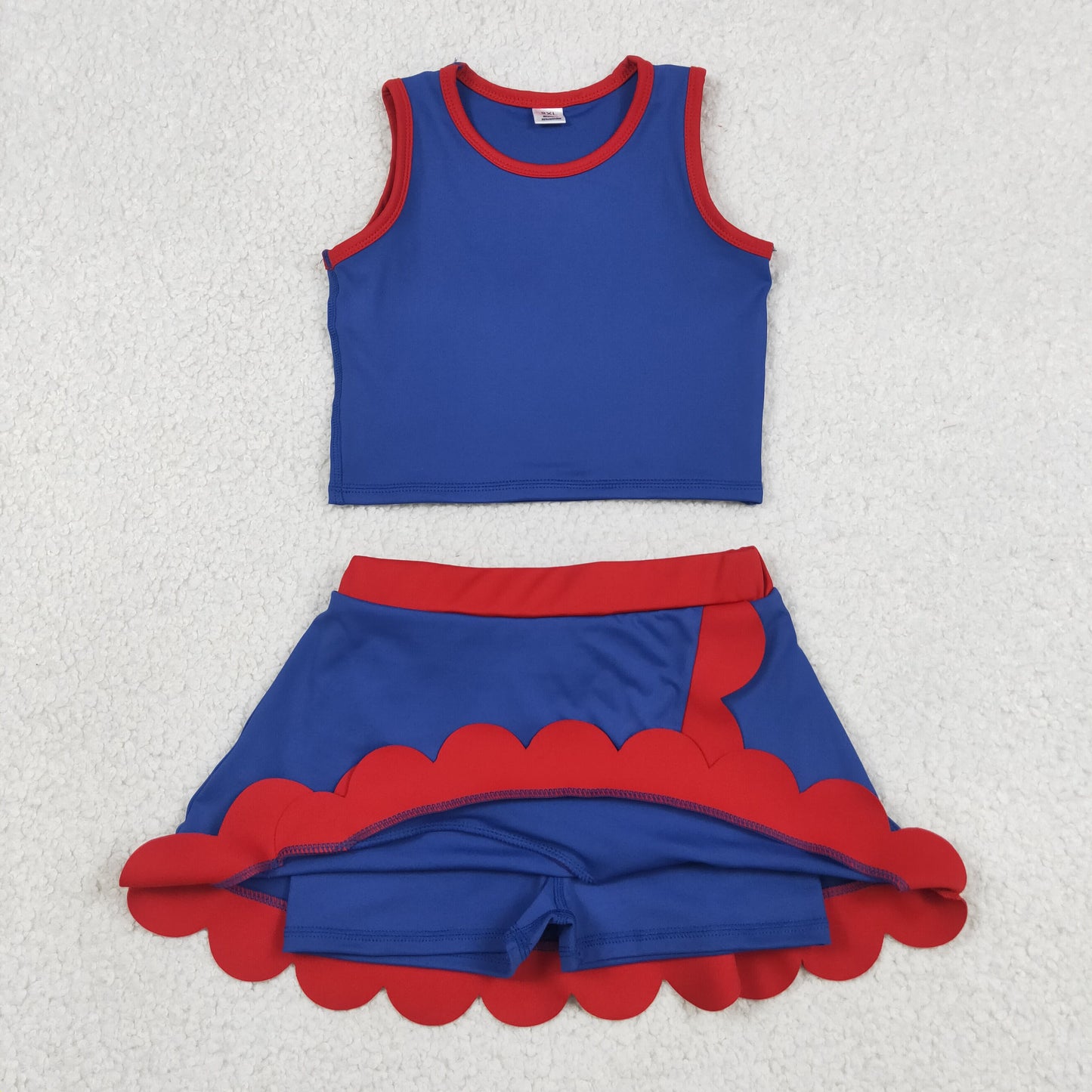 Sibling Baby Girls Sleeveless Vests Top Scallop Skirt Short Yoga Active Clothes Set