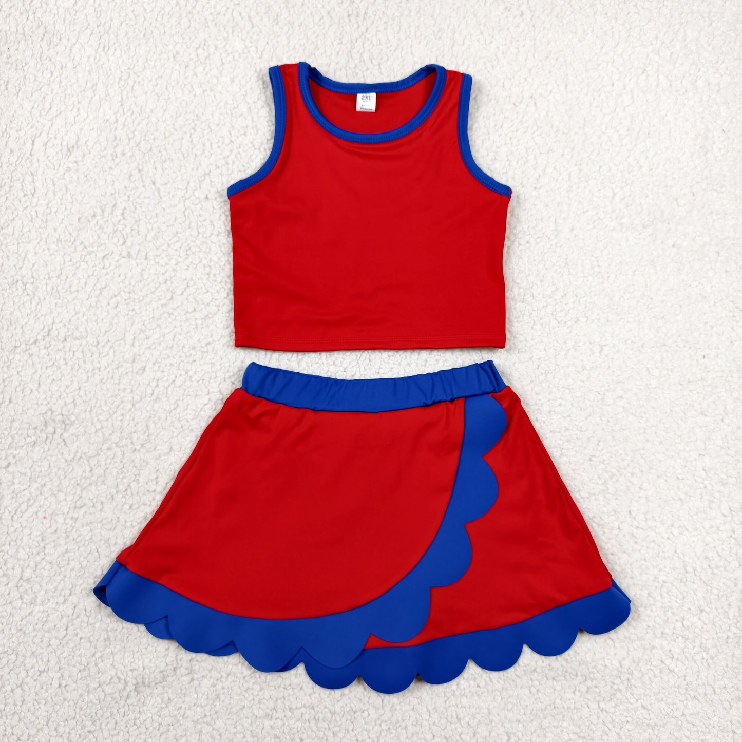 Sibling Baby Girls Sleeveless Vests Top Scallop Skirt Short Yoga Active Clothes Set