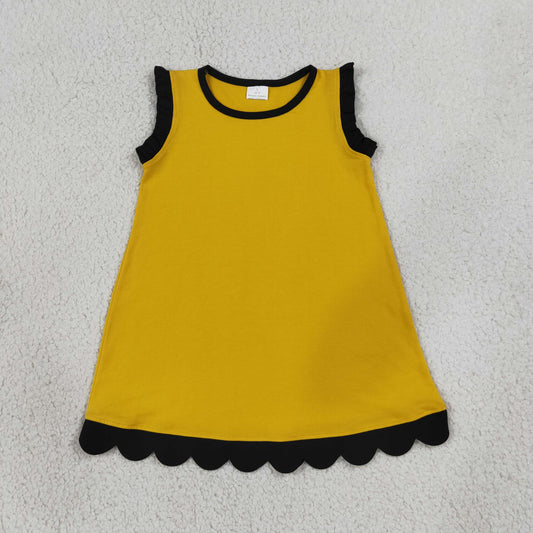 Baby Girls Black Gold Sleeveless Scallop Knee Length Dresses