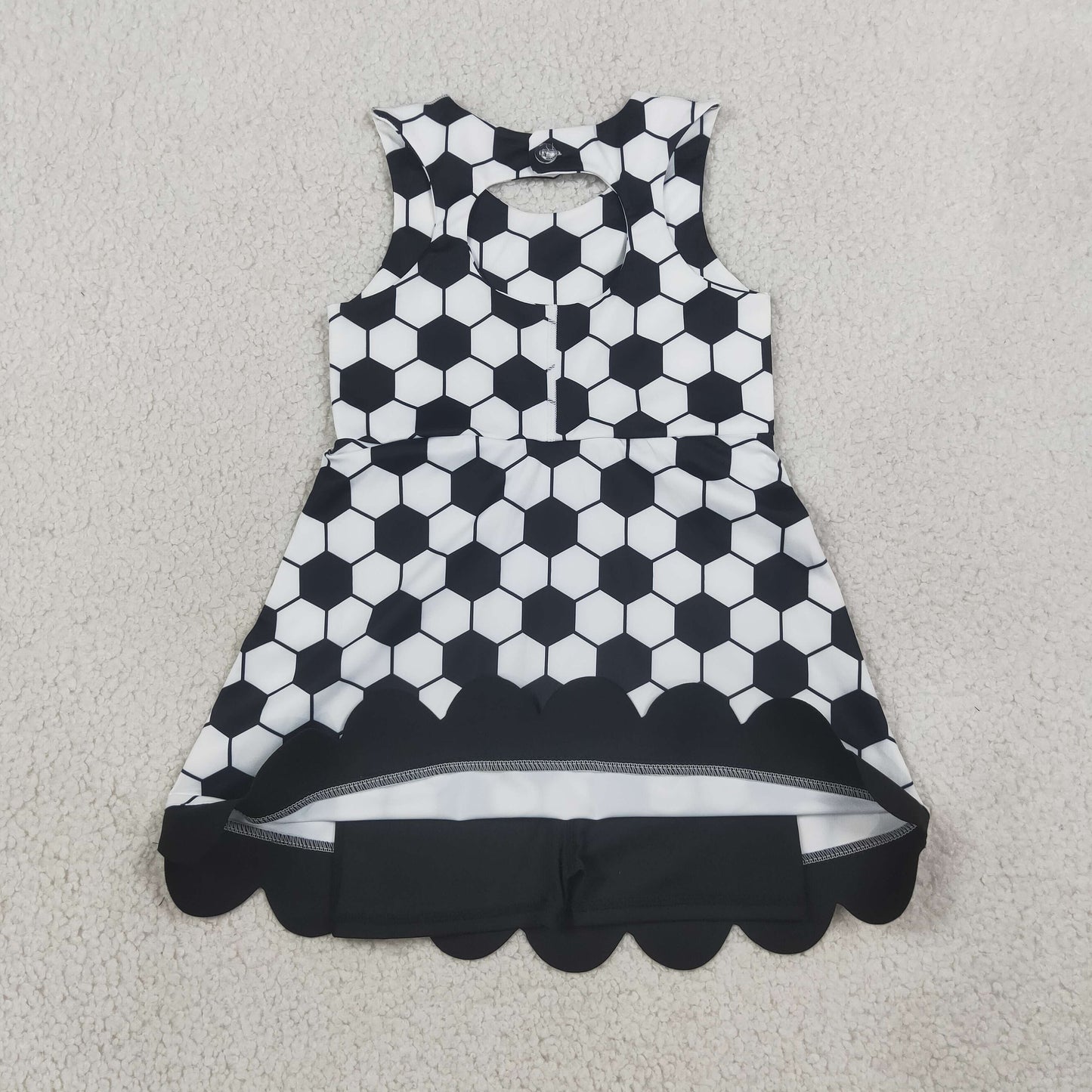 Sibling Baby Girls Baseball Softballs Team Yoga Active Short Scallop Knee Length Dresses