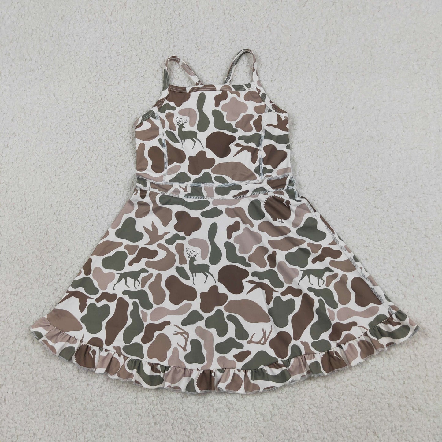 Sibling Baby Kids Ducks Dogs Camo Hooded Pants Sets Strap Yoga Shots Dresses