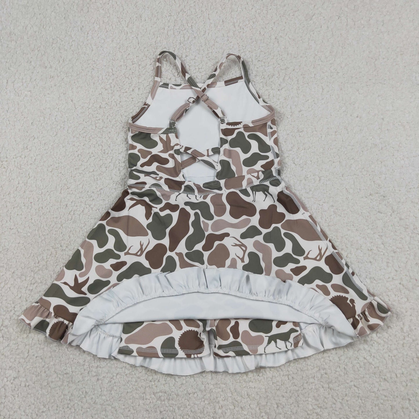 Sibling Baby Kids Ducks Dogs Camo Hooded Pants Sets Strap Yoga Shots Dresses