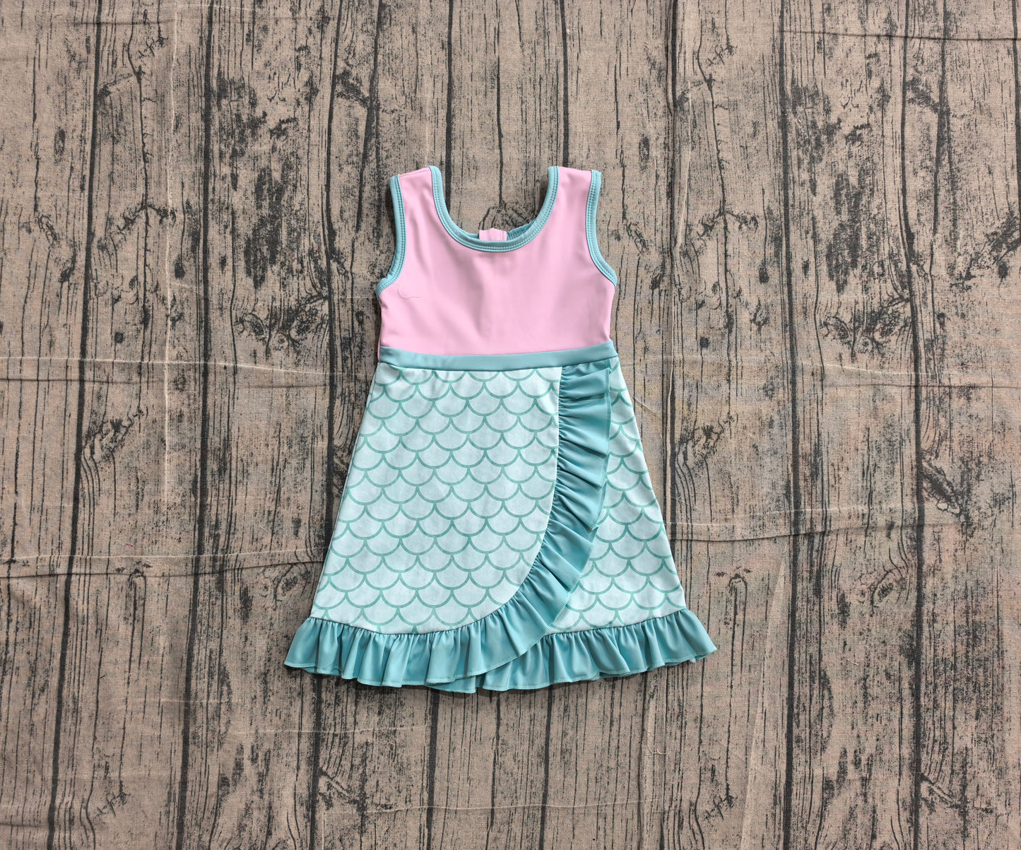 Baby Girls Sleeveless Mermaid Yoga Active Short Knee Length Dress Preorder