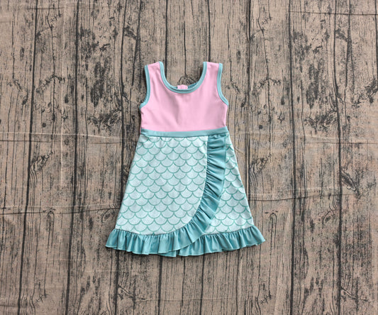 Baby Girls Sleeveless Mermaid Yoga Active Short Knee Length Dress Preorder