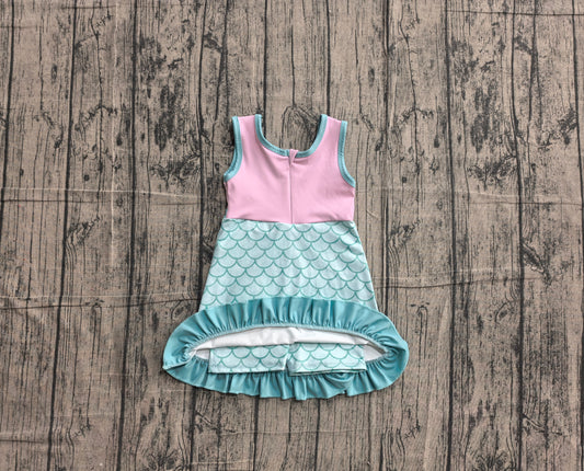 Baby Girls Sleeveless Mermaid Yoga Active Short Knee Length Dress Preorder
