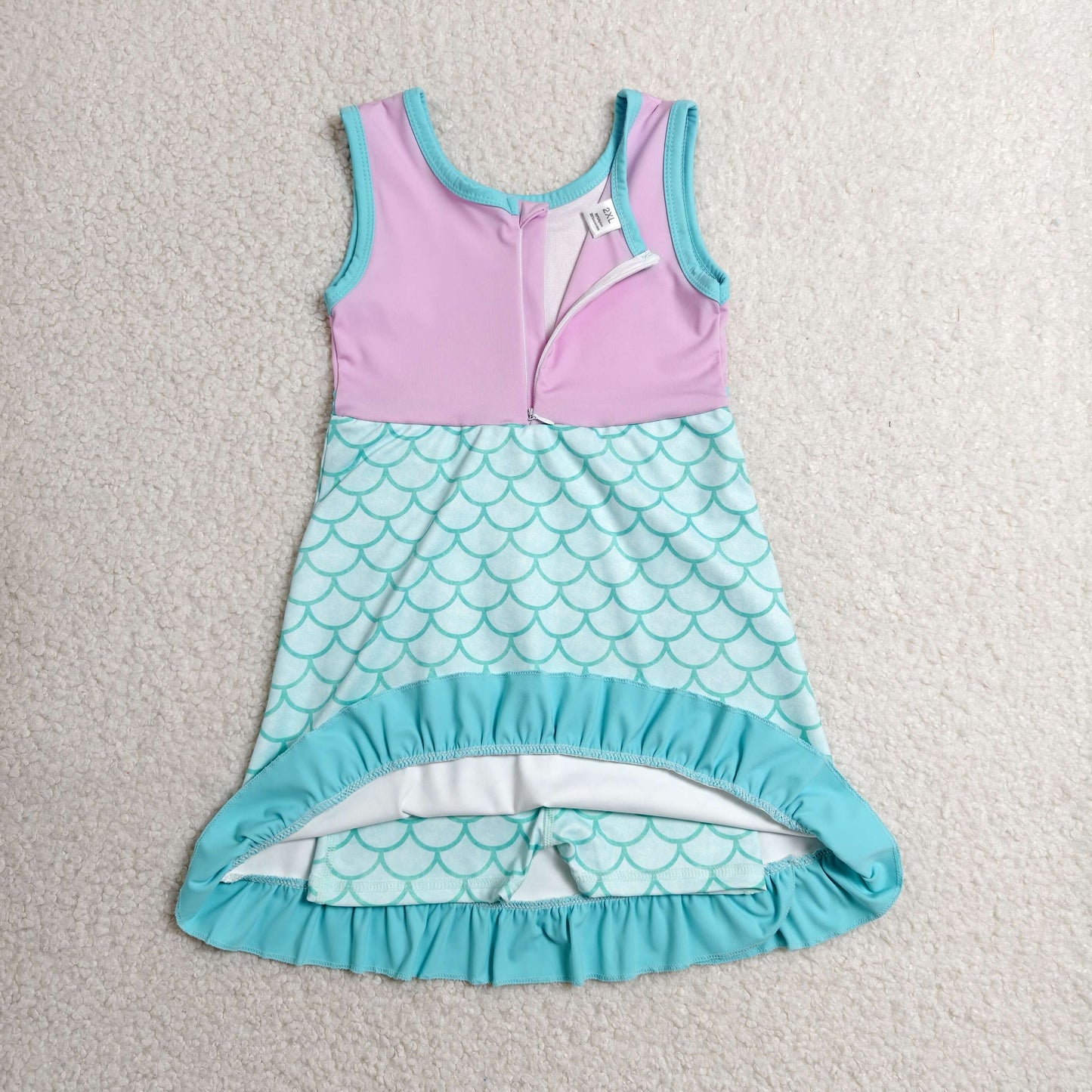Baby Girls Sleeveless Mermaid Yoga Active Short Knee Length Dress