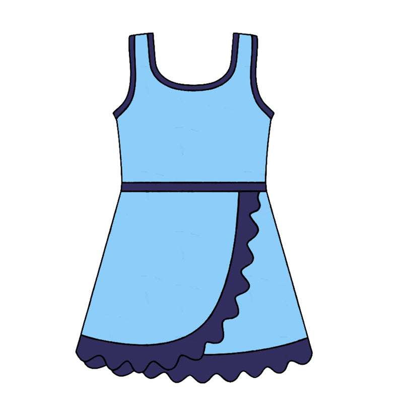 Baby Girls Sleeveless Blue Yoga Active Short Knee Length Dress Preorder