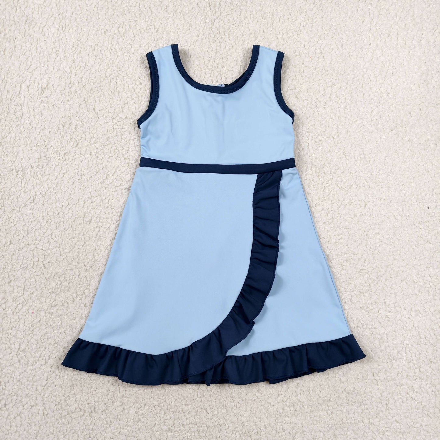 Baby Girls Blue Navy Sleeveless Yoga Active Short Knee Length Dress