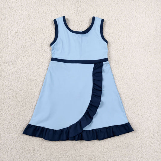 Baby Girls Blue Navy Sleeveless Yoga Active Short Knee Length Dress