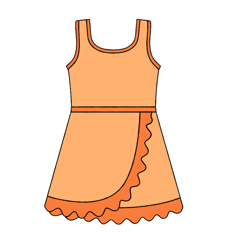 Baby Girls Sleeveless Orange Yoga Active Short Knee Length Dress Preorder