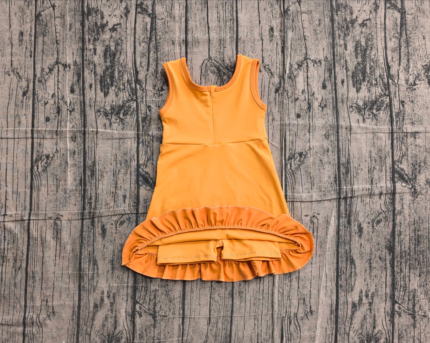 Baby Girls Sleeveless Orange Yoga Active Short Knee Length Dress Preorder