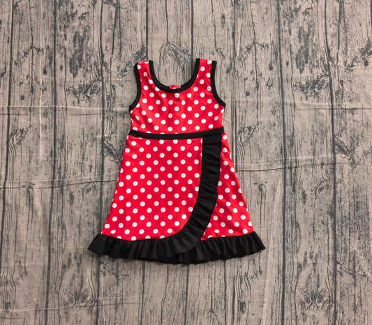 Baby Girls Sleeveless Red Polka Dots Yoga Active Short Knee Length Dress Preorder