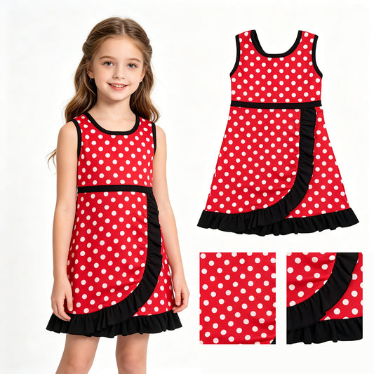 Baby Girls Sleeveless Polka Dots Yoga Active Short Knee Length Dress