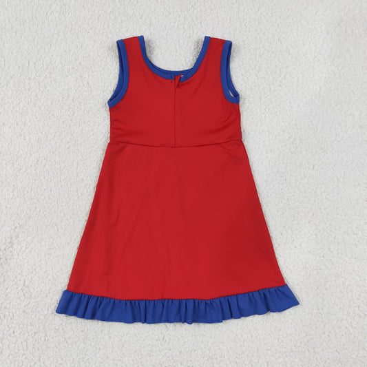 Baby Girls Red Navy Sleeveless Yoga Active Short Knee Length Dress