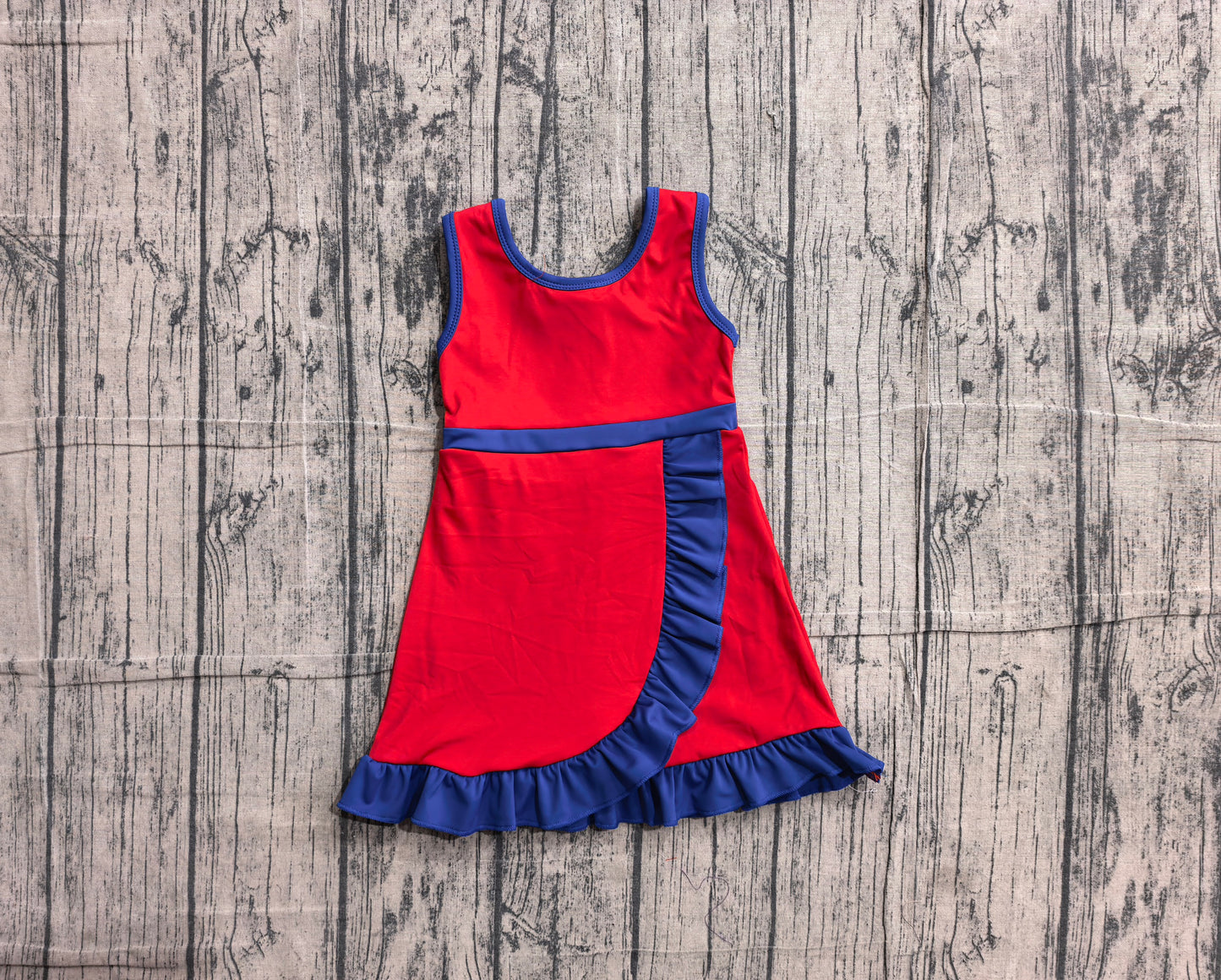 Baby Girls Red Navy Sleeveless Yoga Active Short Knee Length Dress