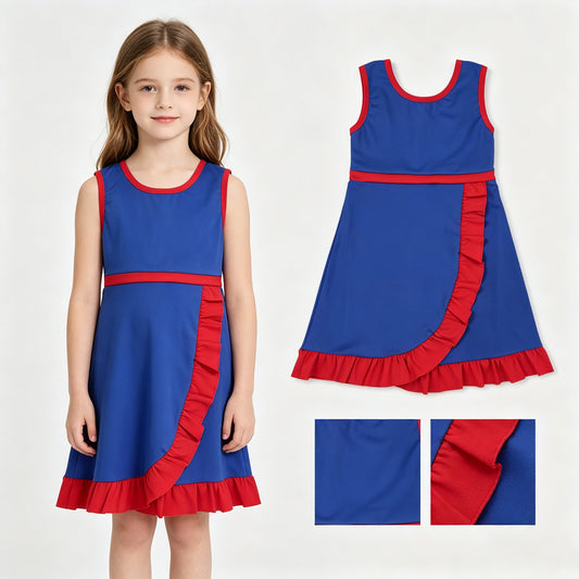 Baby Girls Hot Blue Red Sleeveless Yoga Active Short Knee Length Dress