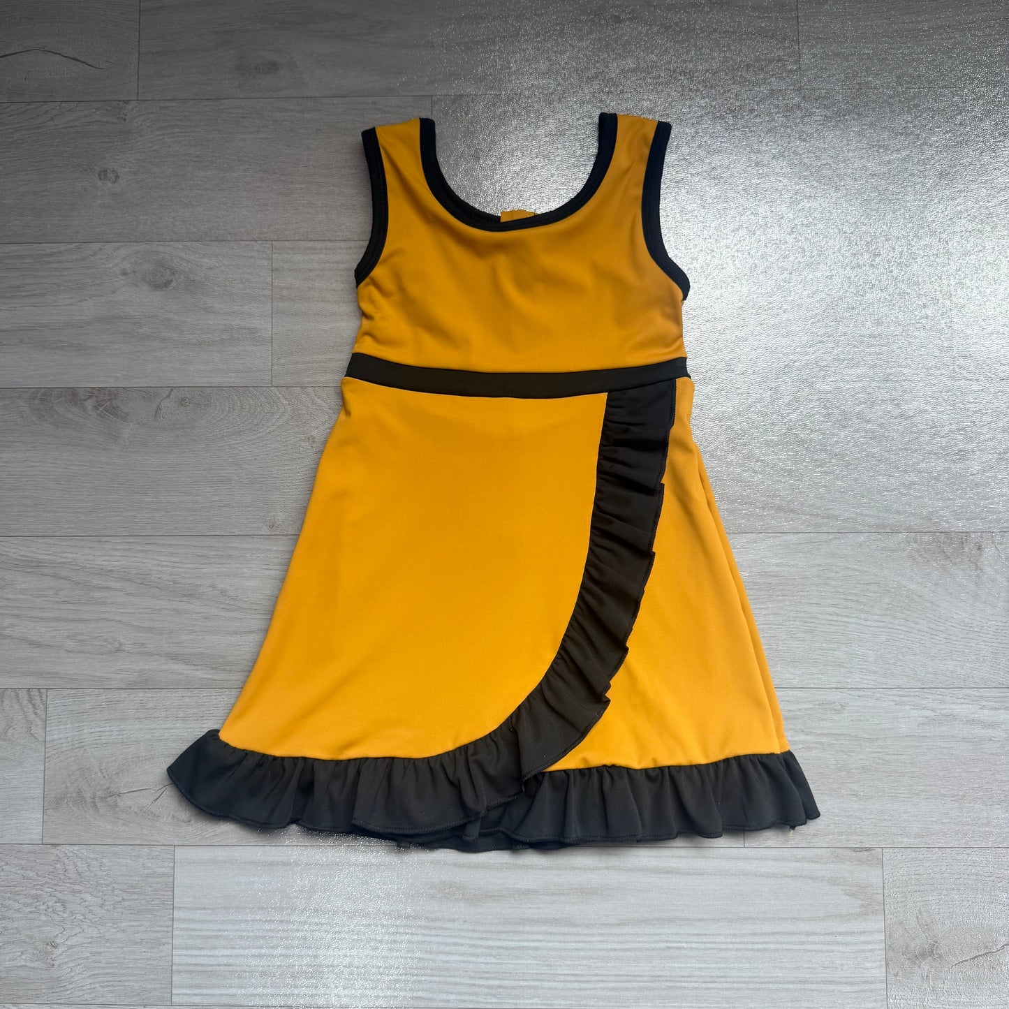 Baby Girls Gold Black Sleeveless Yoga Active Short Knee Length Dress