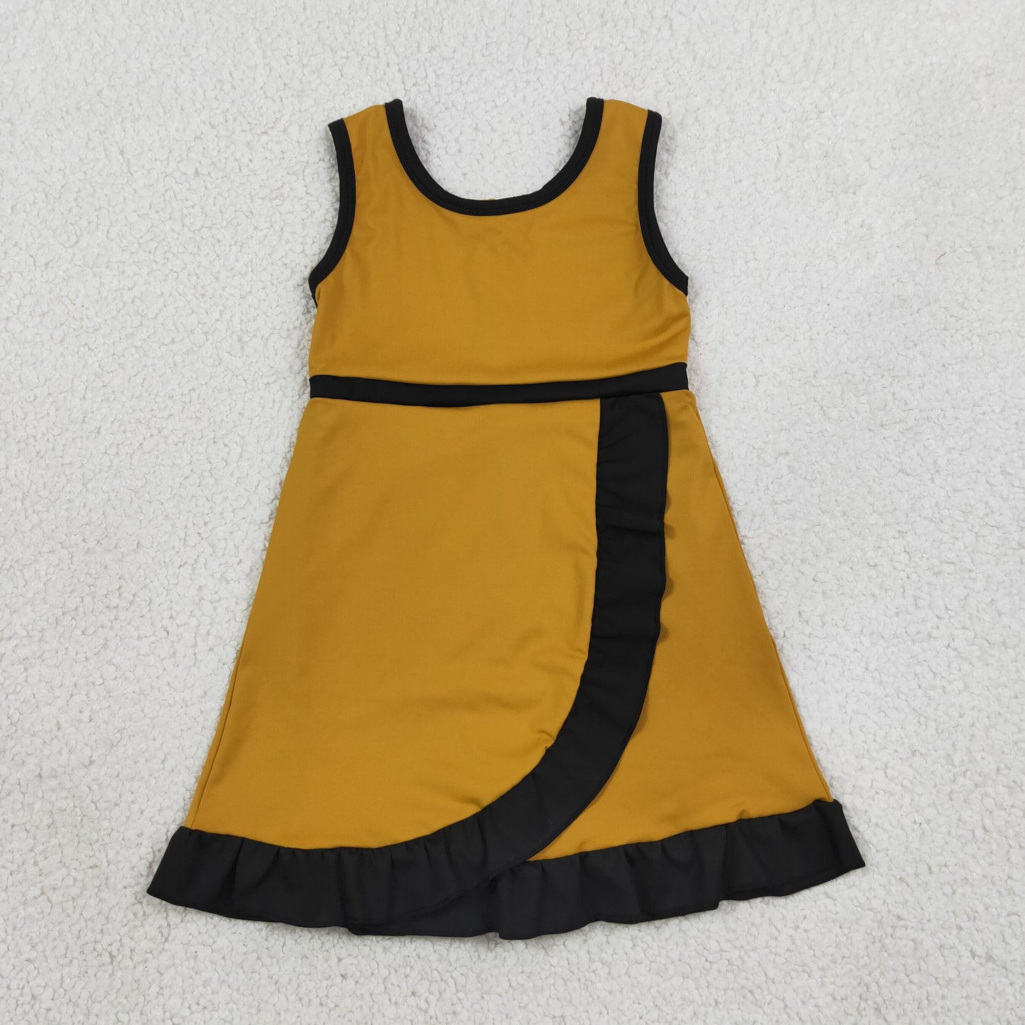 Baby Girls Gold Black Sleeveless Yoga Active Short Knee Length Dress