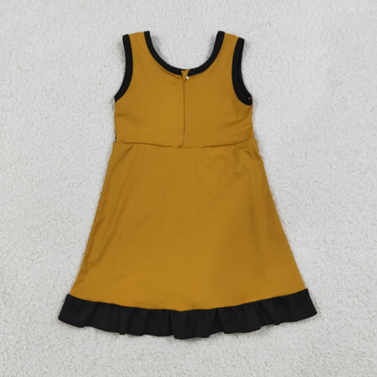 Baby Girls Gold Black Sleeveless Yoga Active Short Knee Length Dress
