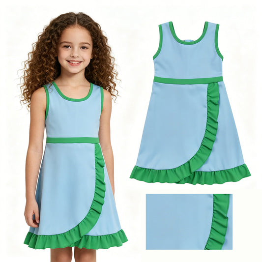 Baby Girls Sleeveless Green Blue Yoga Active Short Knee Length Dress