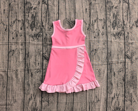 Baby Girls Sleeveless Pink Yoga Active Short Scallop Knee Length Dress Preorder